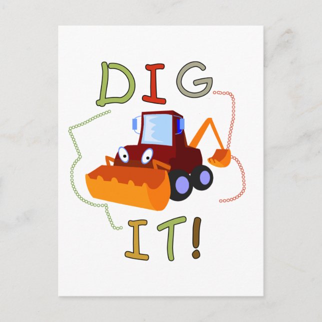 Carte Postale Véhicule de construction Creuser T-shirts et cadea (Devant)