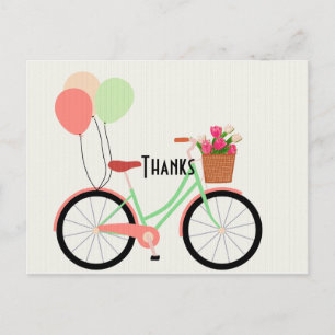 Carte Postale Vélo Ancien et Tulipes Merci
