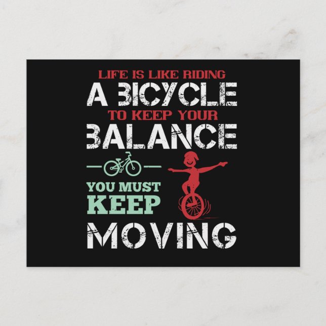Carte Postale Vélo Continuez à avancer pour garder votre équilib (Devant)