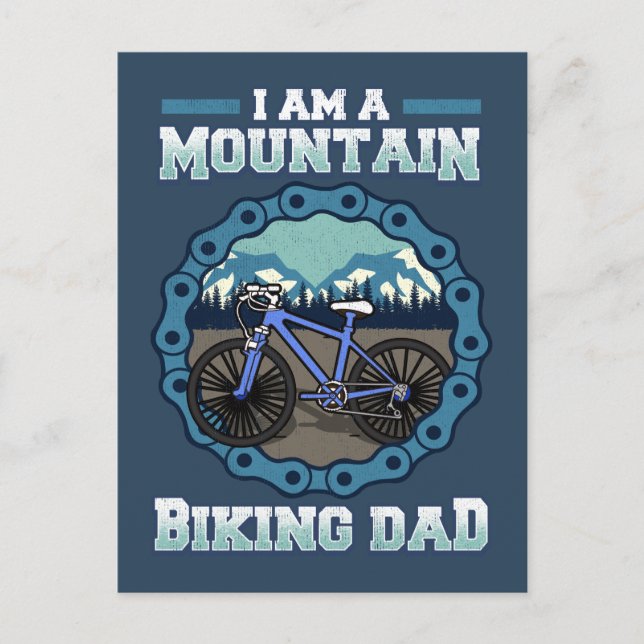 Carte Postale Vélo de montagne Papa VTT cycliste (Devant)