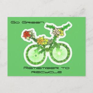 Carte Postale Vélo de recyclage floral
