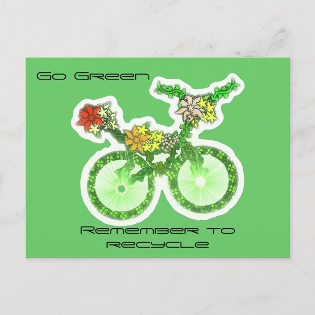 Carte Postale Vélo de recyclage floral (Devant)