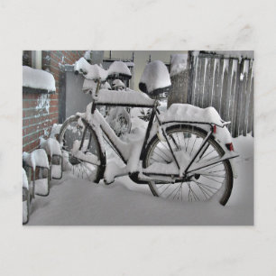 Carte Postale Vélo en hiver