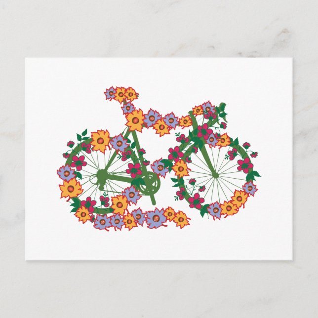 Carte Postale Vélo floral (Devant)