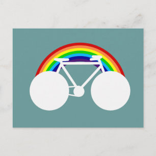 Carte Postale vélo graphique et arc-en-ciel