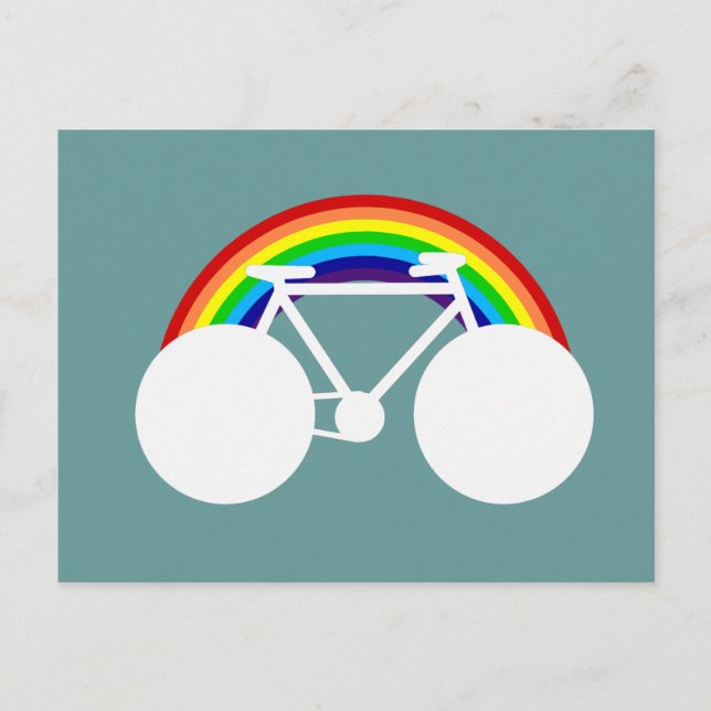 Carte Postale vélo graphique et arc-en-ciel (Devant)