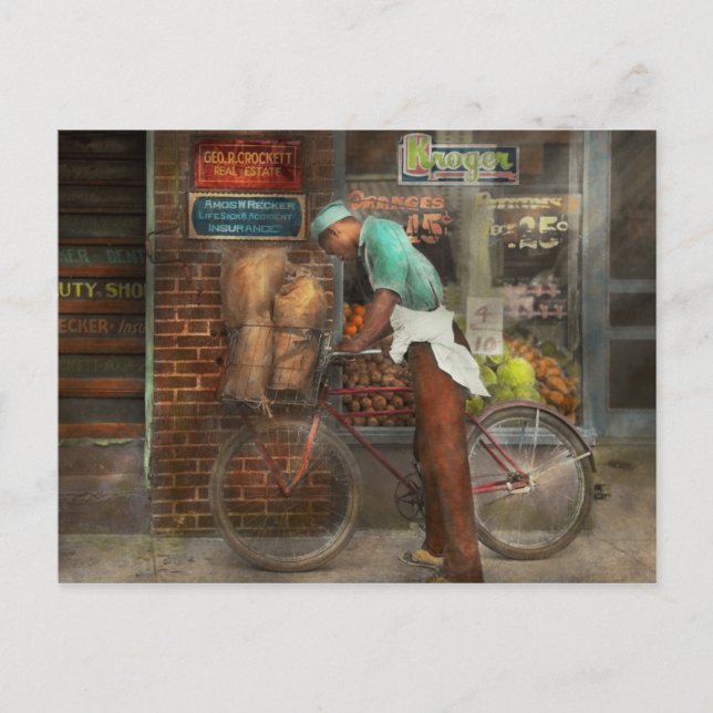 Carte Postale Vélo - Livraison de courses 1938 (Devant)