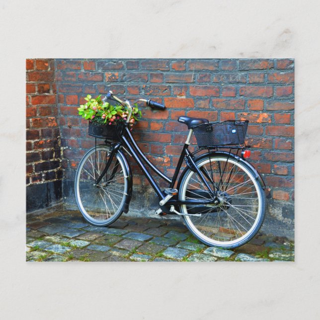 Carte Postale Vélo Panier à fleurs, Copenhague, Danemark (Devant)