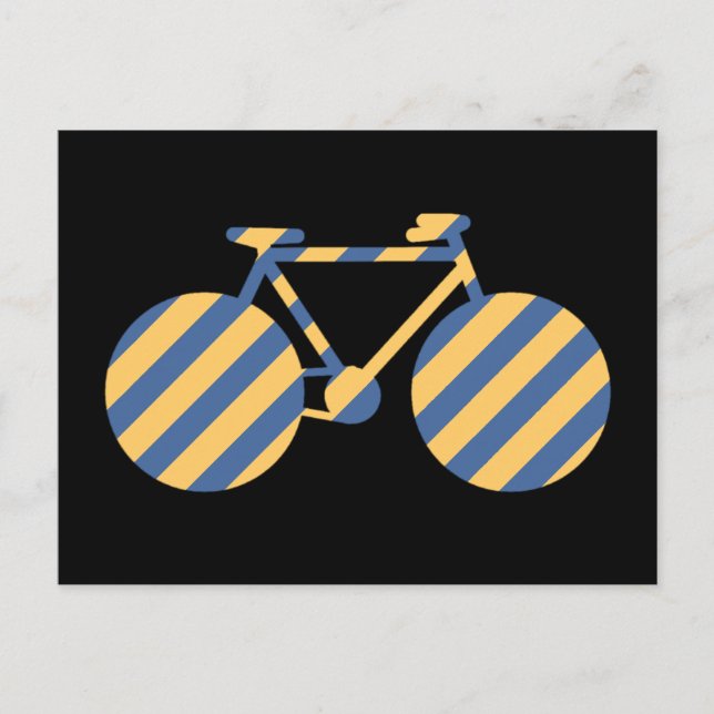 Carte Postale vélo rayé bleu et jaune (Devant)