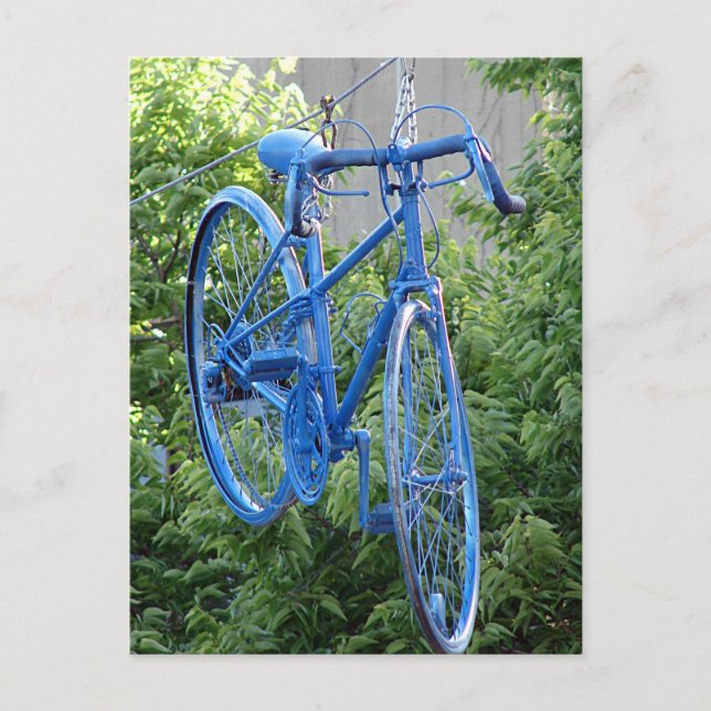 Carte Postale Vélo suspendu au-dessus de la rue (Devant)
