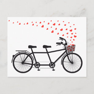 Carte Postale vélo tandem avec coeur rouge