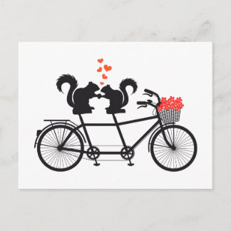 Carte Postale vélo tandem avec écureuils
