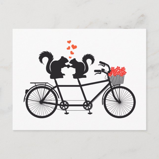 Carte Postale vélo tandem avec écureuils (Devant)
