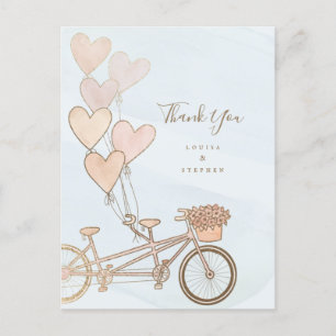 Carte Postale Vélo tandem et ballons cardiaques en fausse feuill