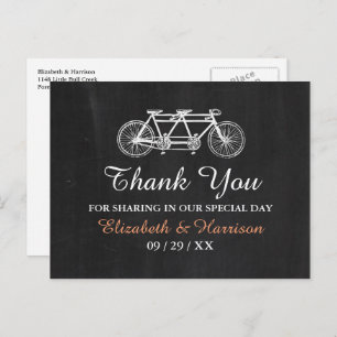 Carte Postale Vélo Tandem Sur Merci Mariage Chalkboard
