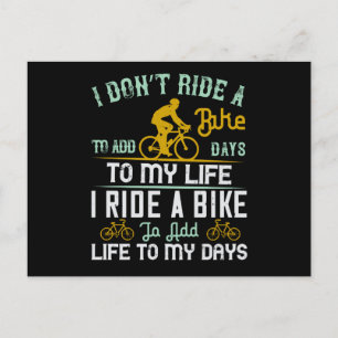 Carte Postale Vélo - Un vélo ajoute de la vie à mes jours