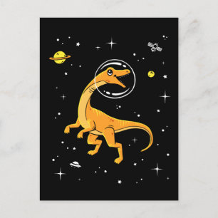 Carte Postale Velocirapos Jaune Et Orange Dans L'Espace