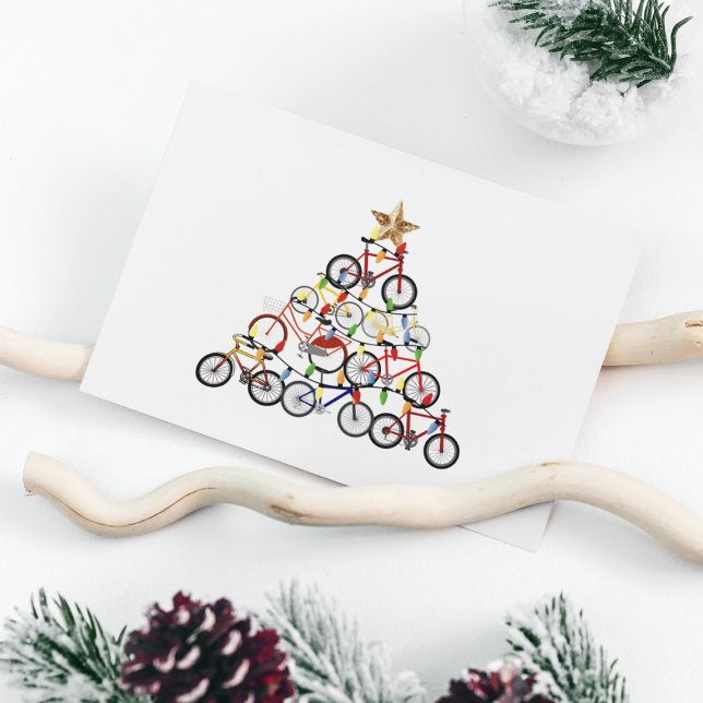 Carte Postale Vélos colorés Cadeaux ornementaux de Noël Arbre (Créateur téléchargé)