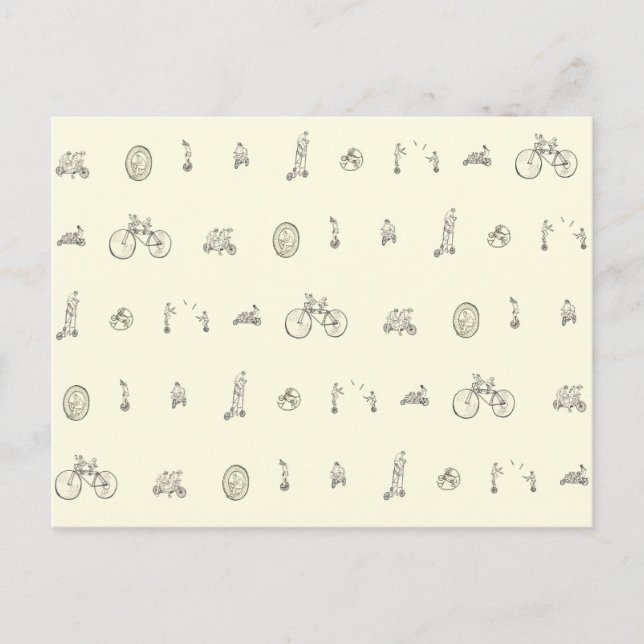 Carte Postale Vélos Drôle À Vélo Dessin D'Art (Devant)