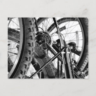 Carte Postale Vélos Pneus de vélo Engrenages Chaînes BW Pop Art