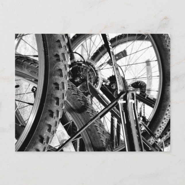 Carte Postale Vélos Pneus Gears Chaînes Moderne BW Pop Art (Devant)
