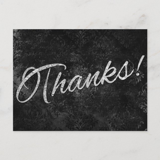 Carte Postale Velvety Onyx Damask | Merci noir Vampy (Devant)