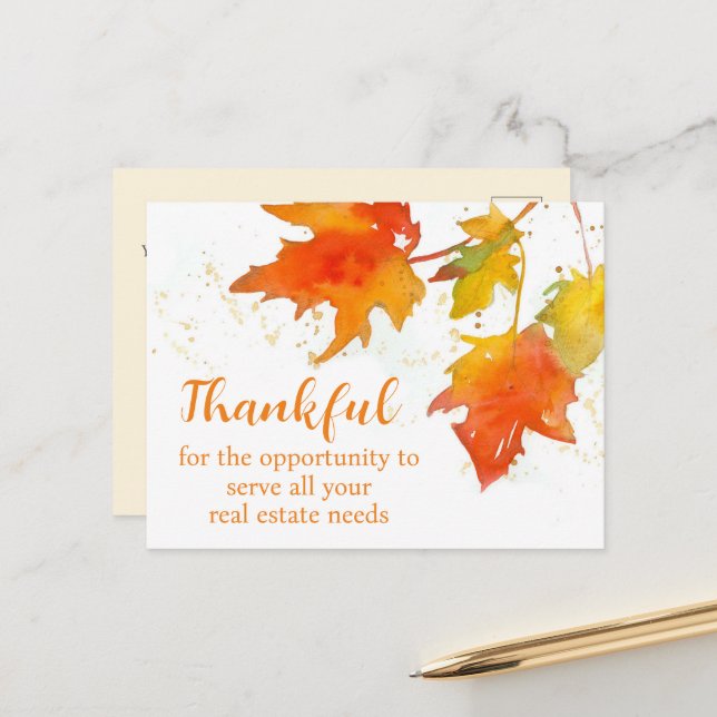 Carte Postale Vendeur à domicile de l'agent immobilier Thanksgiv (Devant/Arrière en situation)