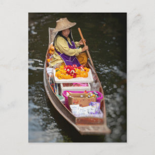 Carte Postale Vendeur de bateaux, marché flottant Damnoen Saduak