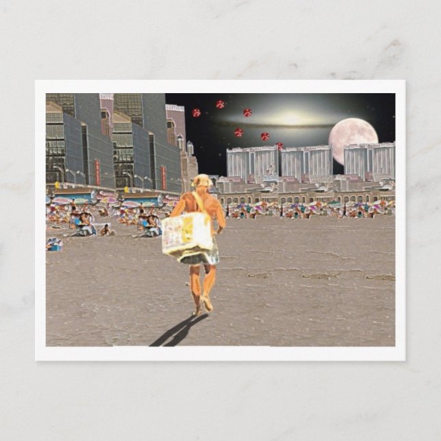 Carte Postale Vendeur de crème glacée sur la plage (Devant)