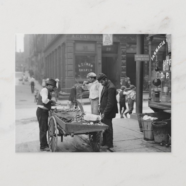 Carte Postale Vendeur de palourdes dans Mulberry Street, 1900 (Devant)