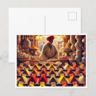 Carte Postale Vendeur d'épices marocain à Marrakech