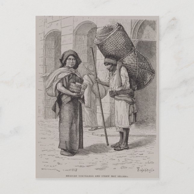 Carte Postale Vendeur mexicaine de tortillera et de paille (Devant)