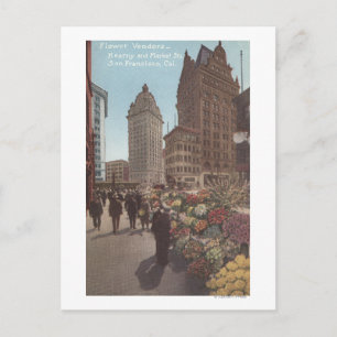 Carte Postale Vendeurs de fleurs, rues Kearny & marchés