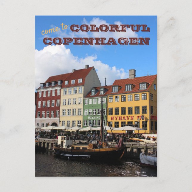 Carte Postale VENEZ À Copenhague COLORÉ Danemark (Devant)