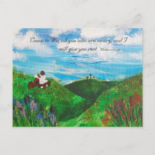 Carte Postale Venez à moi, tous ceux qui sont fatigués, scriptur