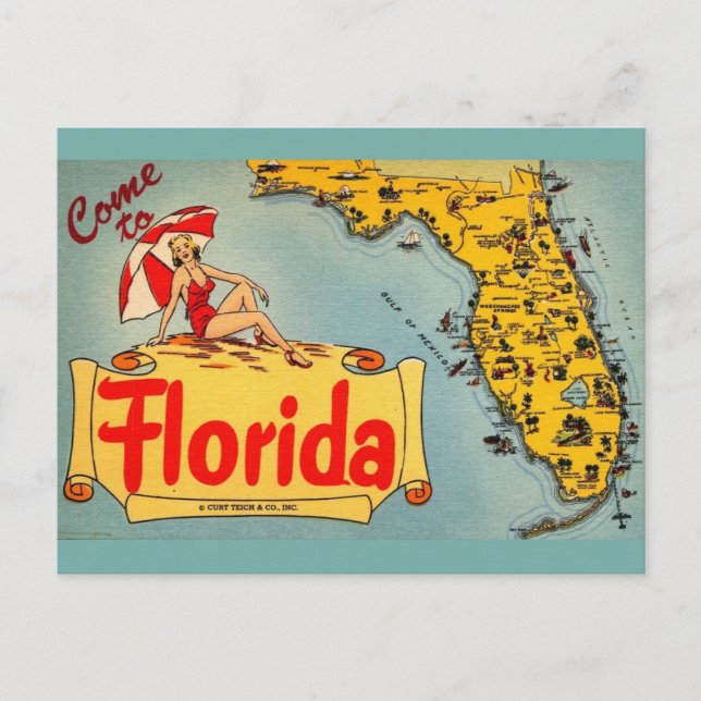Carte Postale Venez en Floride (Devant)