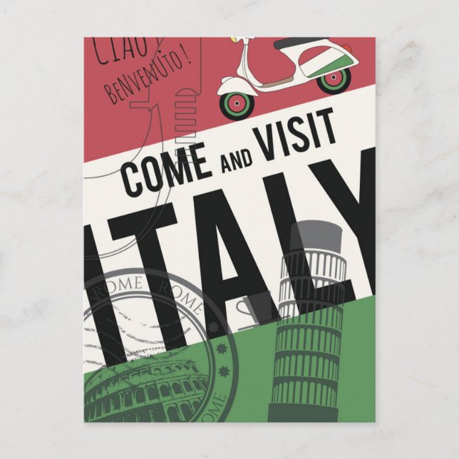 Carte Postale Venez visiter l'Italie (Devant)