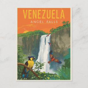 Carte Postale Venezuela Angel Falls Retro Travel Art