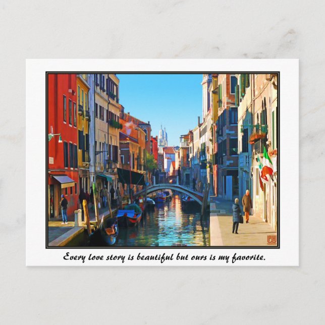 Carte Postale Venice Alley avec Citation d'amour (Devant)