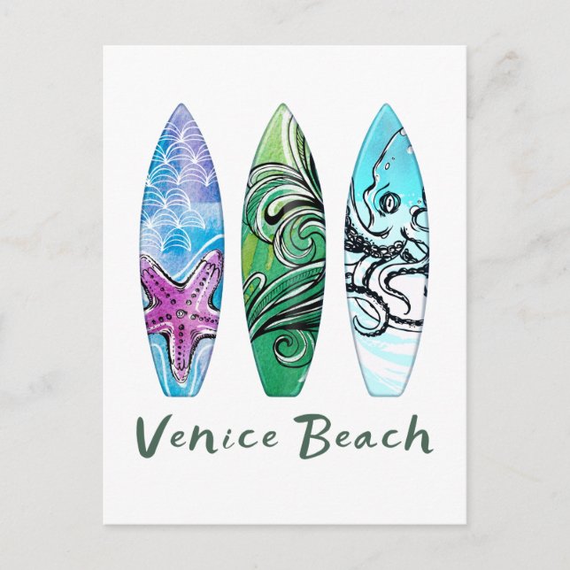 Carte Postale Venice Beach California Surboards (Devant)