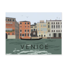 Carte postale Venice Gondola illustrée