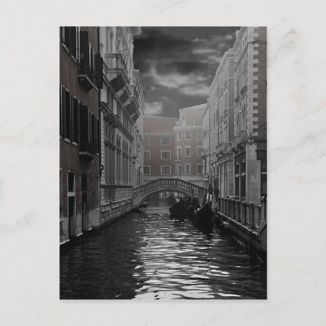 Carte Postale Venise en noir et blanc (Devant)