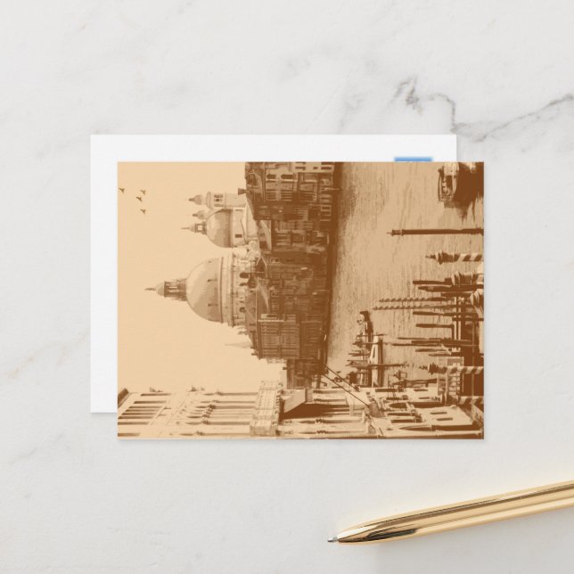 Carte Postale Venise et Grand Canal à Taupe (Devant/Arrière en situation)