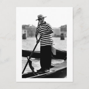 CARTE POSTALE VENISE GONDOLIER AVEC CASQUETTE