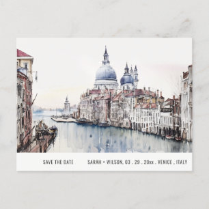 Carte Postale Venise Italie Canaux Aquarelle Enregistrer La Date
