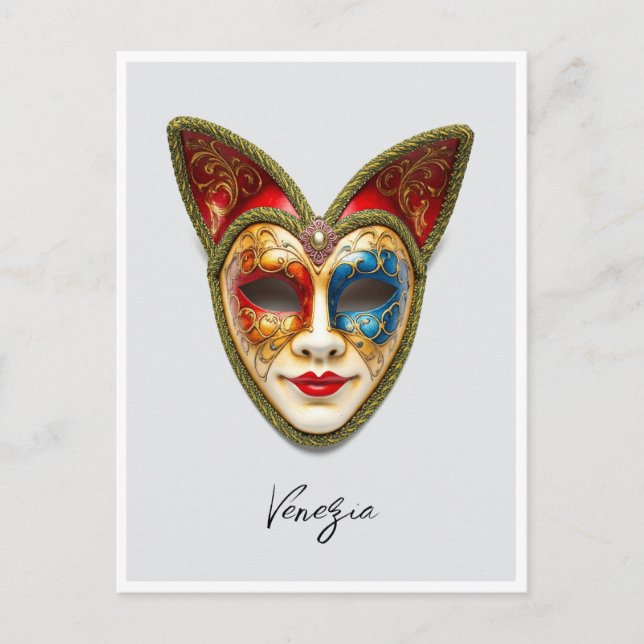 Carte Postale Venise Italie Carnaval Gatto Masquerade Masque (Devant)