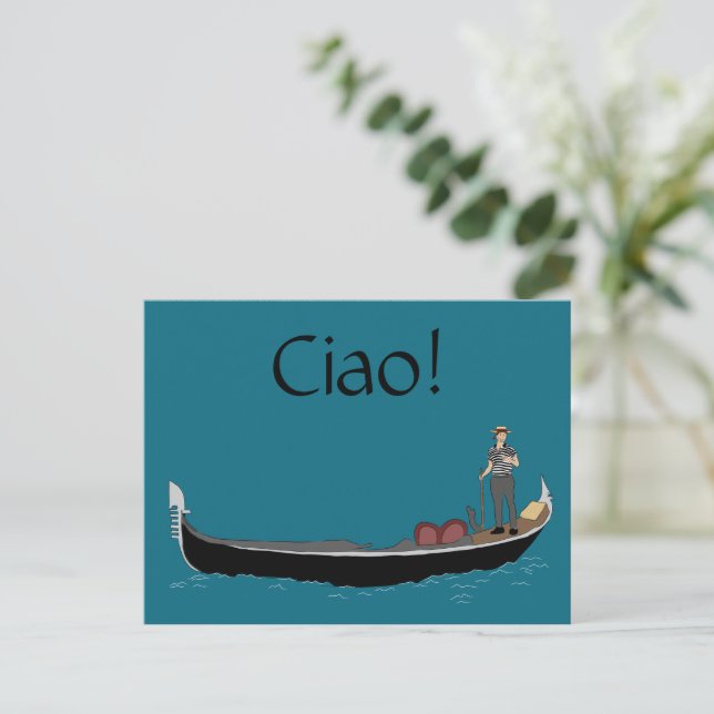 Carte Postale Venise, Italie Gondola et Gondolier Turquoise Blue (Debout devant)