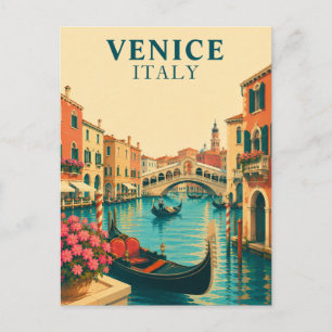 Carte Postale Venise Italie Grand Canal Gondole Souvenir Rétro