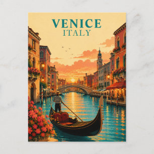 Carte Postale Venise romantique Italie balade en gondole coucher