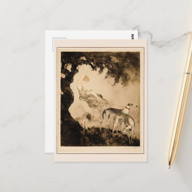 Carte Postale Vent de Louis Icart (Devant/Arrière en situation)